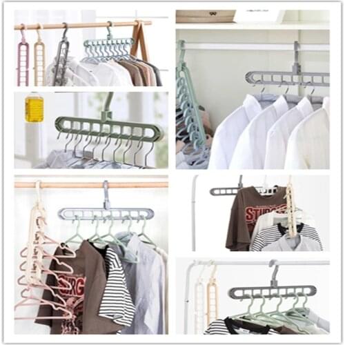 9-hole Clothes hanger organizer Space Saving Hanger multi-function folding magic hanger drying Racks Scarf clothes Storage