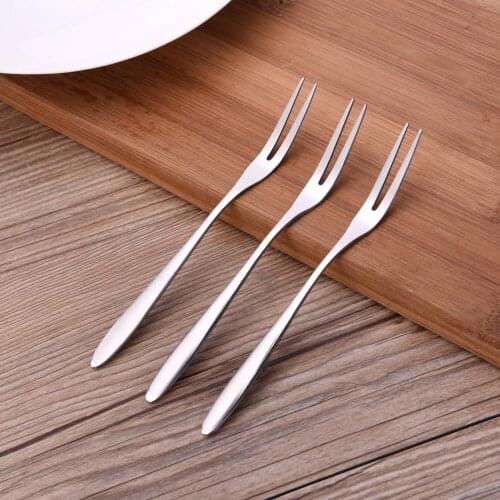 13cm High-quality Stainless Steel Fruit Fork Two-tooth West Tableware Fruit Fork Sign Cake Dessert Fruit Fork Kitchen Accessory