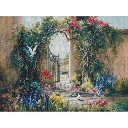 Top Manufacturer Embroidery The Garden Door Count Cross Stitch Patterns with 100% Cotton Flosses & Free Shipping for Wall Decor