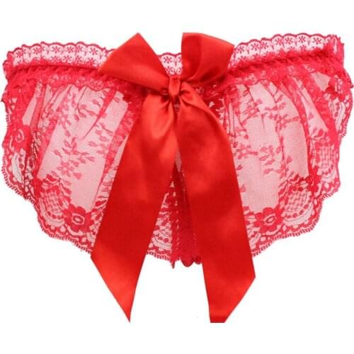 Women Sexy G String Mesh lace Bow Briefs Thong Panties Shorts tangas Lingerie Underwears Underpants 2019
