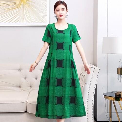 2021 Summer style Women long Dress Short Sleeve loose Bohemian Female Dress Vestidos Femme plus size
