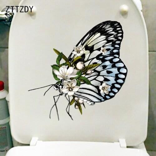 ZTTZDY 22CM×22.6CM Creative Butterfly Side View Home Decoration Accessories Wall WC Toilet Stickers T2-1020