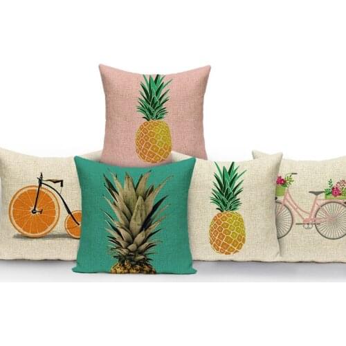 ZXZXOON Cute Cartoon Fruit Bike Home Textile Decorative Throw Pillow Case Cover Square Shape Polyester Cushion Cover