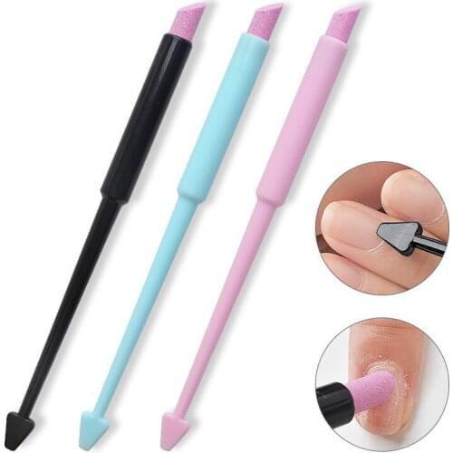 1Pcs Manicure Tools Nail Art Pusher Quartz Head Scrubs Stone Cuticle Stick Pen 2 Way Triangle Spoon Cuticle Pusher Pedicure Care