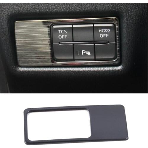For Mazda CX-5 CX5 2017-2021 Car Styling Stainless Steel Cover Front Fog Light Switch Button Trim Frame Lamp Panel 1pcs