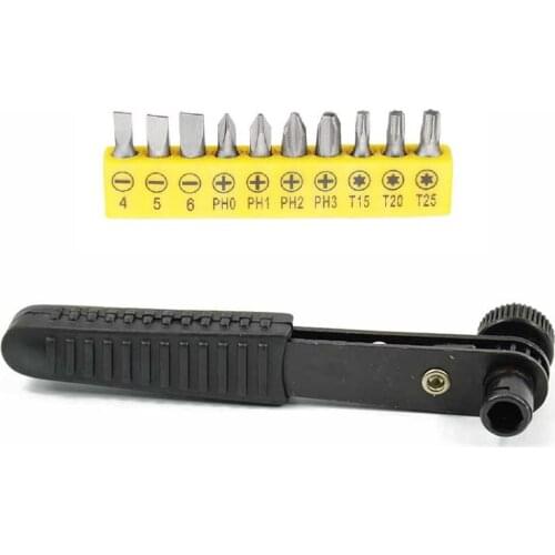 11pcs Ratchet Wrench Screwdriver Bit Anti-slip Handle Rod Socket AC Repair Hand Tool Repairs Maintenance Electrical