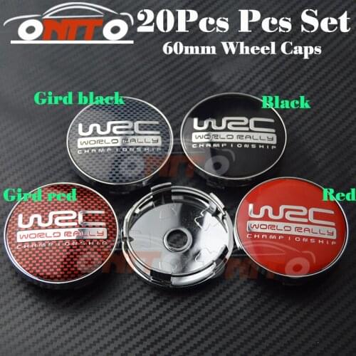 20Pcs Hot selling 60mm WRC emblem Wheel Center Hub Caps Dust-proof Badge logo covers car styling for AUDI A1 A2 A3 A4 A5 A6 A7