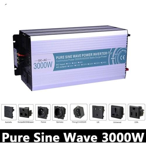 3000W Pure Sine Wave Inverter,DC 12V/24V/48V To AC 110V/220V,off Grid Solar Power Inverter,voltage converter Work with Battery