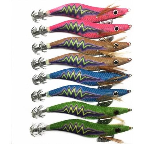 8Pcs Fishing Lure Shrimp Wood Bait Fishing Wobbler 3.5# Squid Jig Artificial Bait Jigging Lure Octopus Bait