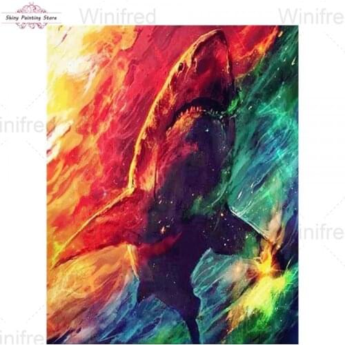 DIY 5D Diamond Painting Shark Colorful Ocean Picture Cross Stitch Kit Diamond Embroidery Animal Mosaic Handmade Gift Home Decor
