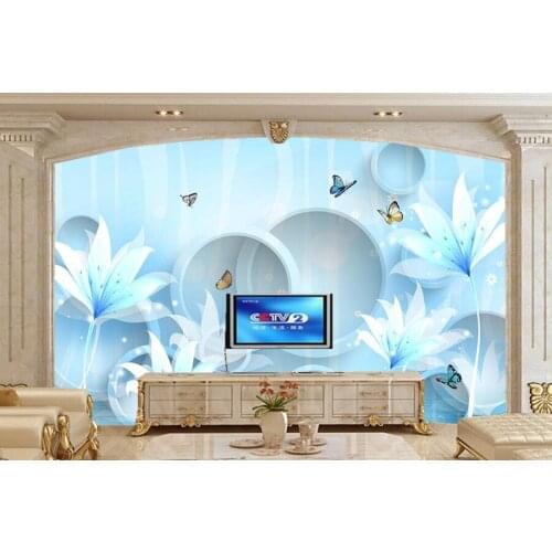Large murals,dream circle blue rose 3D wallpaper,living room sofa TV wall bedroom wall papers home decor papel de parede