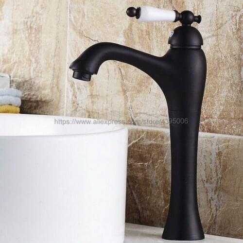 Oil Rubbed Bronze Bathroom Basin Sink Faucet Single Ceramics Handle Vessel Tap Mixer Tap Deck mounted Bnf551