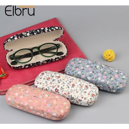 Elbru 1Pcs Fashion Floral Eyeglasses Protective Case Glasses Foldable Pocket Reading Eyewear Accessories Portable Sunglasses Box