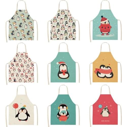 Cartoon penguin pattern apron aprons for women cooking accessories kitchen apron women Woman kitchen apron Men kitchen apron