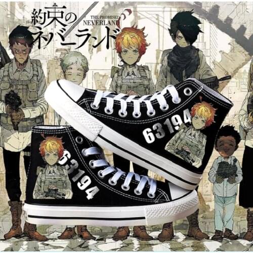 High-Q Unisex Anime Cos The Promised Neverland 3D plimsolls canvas shoes Emma Norman rope soled shoes Casual Shoes