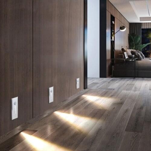 DONWEI PIR Motion Sensor Led Stair Light Infrared Human Body Induction Wall Lamp Recessed Step Corner Footlight AC85-265V