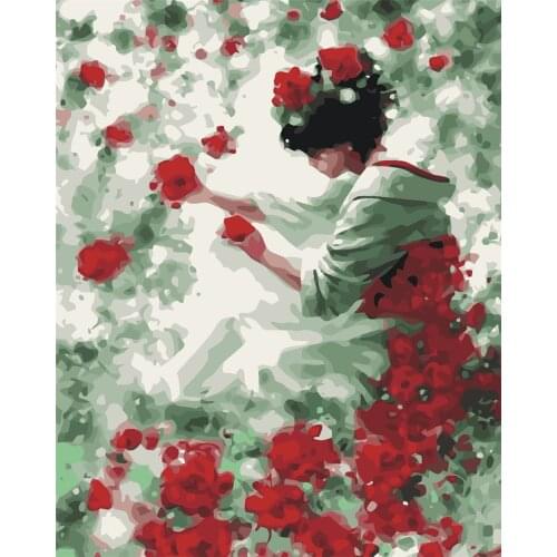 Flower On Chair Painting By Numbers For Adults Natural Scenery Acrylic Peinture Pair Number Canvas Drawing Diy Landscape Decor