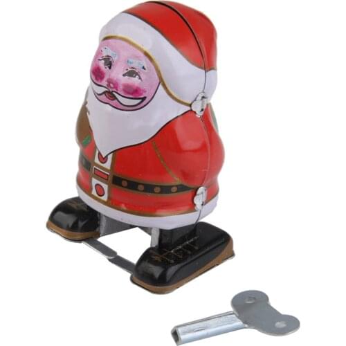 Collectible Santa Claus Clockwork Wind Up Walking Tin Toys W/ Key Gift