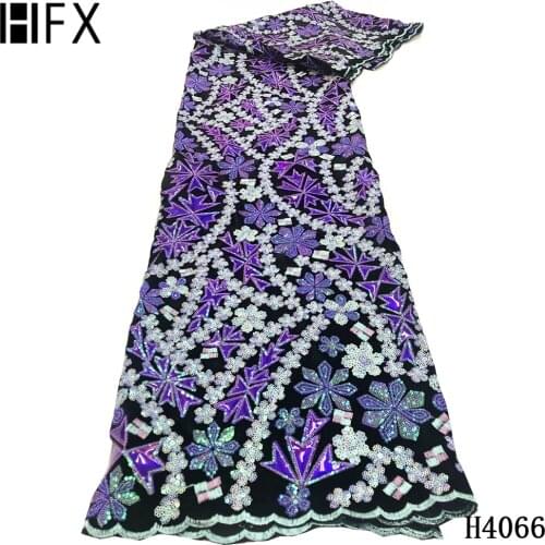 HFX Lace Fabric African Velvet With Sequins Net Lace Fabric For Party Dress Embroidery French Tulle Lace Fabric For Dress