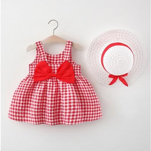 4 Pieces/Lot) 2021 New Arrival Plaid Pattern Girls Summer Dress 020303
