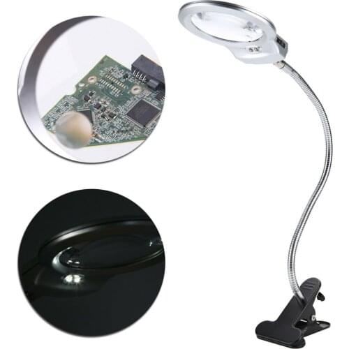 New Clip-on Loupe LED Magnifier Desk Table Magnifying Glass For Reading Electronic Repairing Standing Style