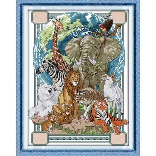 The Animal World Cross Stitch Kits 11CT Printed Fabric 14CT Canvas DMC Counted Chinese Cross-stitch set Embroidery Needlework