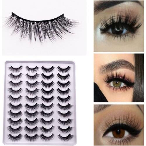 20 pairs 3D/5D Faux Mink Hair False Eyelashes Natural Long Full Volume Wispies Fluffy Lashes Extension Eye Makeup Tools Handmad