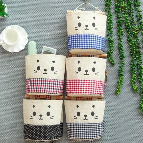 Wall Hanging Cotton Storage Bag Sundry Pocket Book Magazines Phone Hanging Holder Cosmetic Organizer Toys Container Box