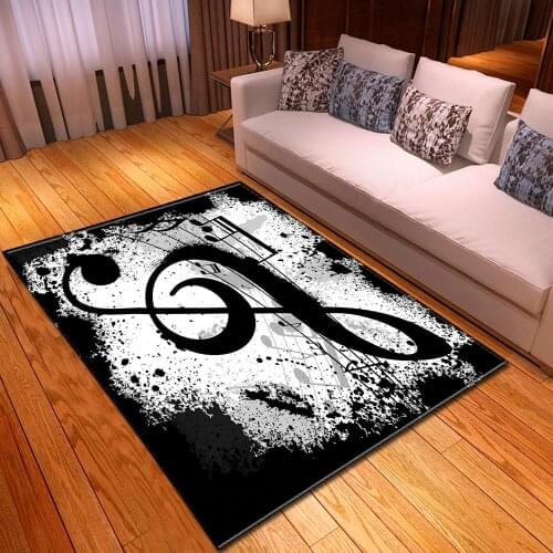 New Black and White Piano Key Living Room Carpets Music Notes Kids Room Area Rugs Mat Soft Flannel Home Decoration Large Carpet