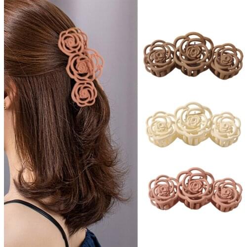 New Rose Shape Hair Clips Gold Hair Claws Shark Hair Barrette Metal Hair Claw Large Hair Accessories For Women And Girls