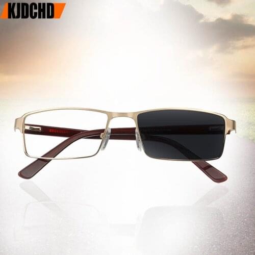 Titanium alloy Eyeglasses Non spherical 12 Layer Coated Lenses Sun Photochromism Reading glasses Men Women +1.0 to +4.0