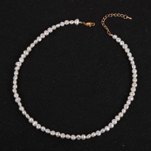 Elegant Women Freshwater Pearls Necklace White Pink Real Pearl 18" Choker Necklaces 2020 Fashion Wedding Party Jewelry Gift