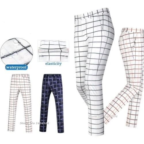 PGM Golf Mens Clothing Plaid Trousers Waterproof Sports Pants Stretch Comfortable Breathable Ball Pants Pants 2021 Summer Wear