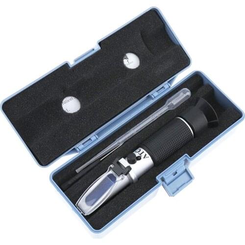 Handheld Optical Refractometer For Brix / Salinity / Wine / Beer Wort/ Honey, High precision ATC Refractometer Meter With Box