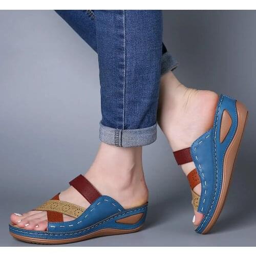 Women Low heel shoes Summer Open Toe Comfy Sandals Casual Wedges Non-Slip Large Size Slippers Sandalias Dropshipping