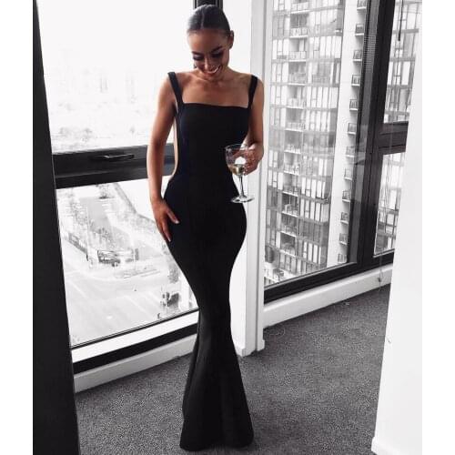 Alluring Backless Fishtail Bandage Dress Spaghetti Strap Off Shoulder Sleeveless Open Back Elegant Maxi Club Mermaid Women Dress