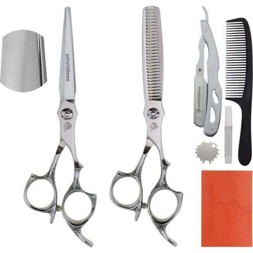Univinlions 6" Hair Cutting Shears Barber Accessories Hair Razor Comb Professional Hairdressing Scissors Kit Salon Hair Clippers