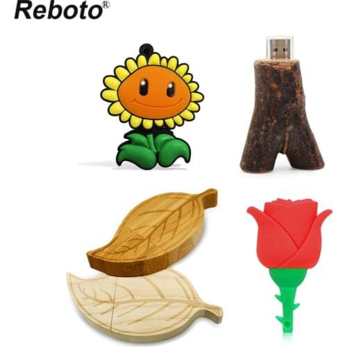 Cartoon Plant USB Flash Drive Sunflower Rose Tree Trunk Leaf Memory Pendrive 64GB 32GB 16GB 8GB 4GB Usb Stick Pen Drive for PC