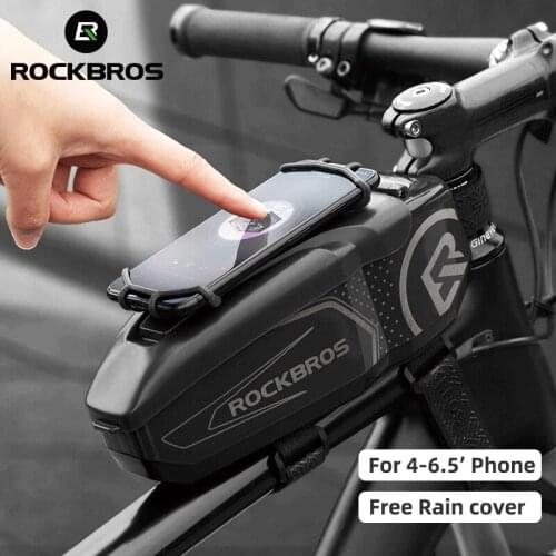 ROCKBROS Waterproof Bike Bag For 4-6.5' Front Phone Bag Special PC Hard Shell With Free Raincover Motorcycle Bicycle Accessories