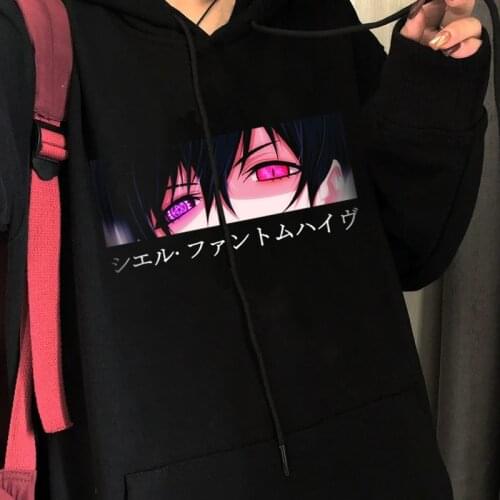 Japan Black Butler Anime Kuroshitsuji Shire Eyes Pullovers Hoodie Loose Hip Hop Sweatshirt Punk Streetwear Harajuku Women Hoodie
