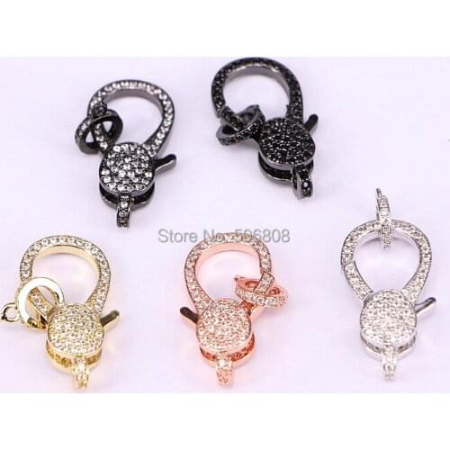 6PCS ZYZ-C9106 Micro Pave Zircon Necklace Clasp Bracelet Connector CZ Lobster Clasp DIY Jewelry Making