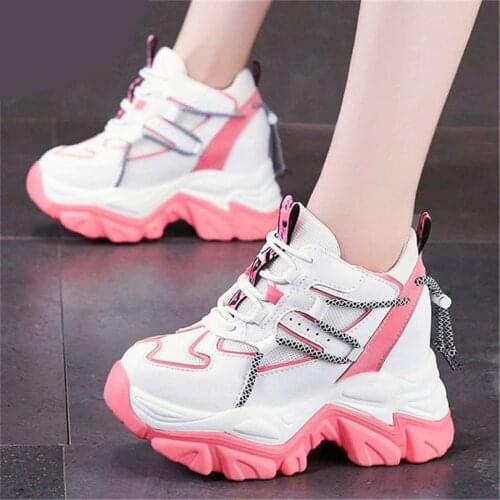 Fashion Sneakers Womens Lace Up Platform Wedge Ankle Boots Increasing Height High Heels Casual Party Pumps 34 35 36 37 38 39