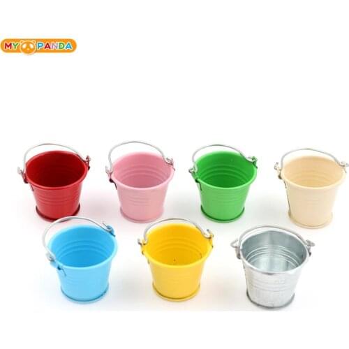 1:12 Scale Mini Cute Candy Metal Buckets Decoration Miniature Toy Doll Food Kitchen Living Room Accessories for BJD Dollhouse