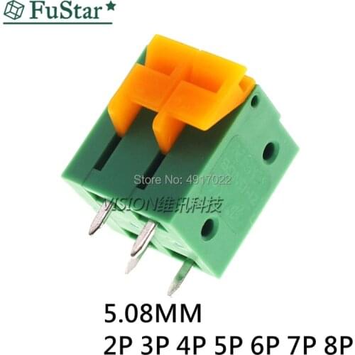 10pcs CY142V KF142V 5.08mm PCB Spring Terminal Block KF142R-5.08 2P 3P 4P 5P 6P 7p 8p Terminals Connector PCB Mounted Screw Hot