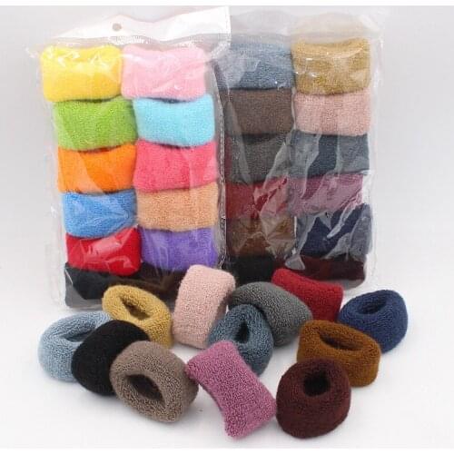 12Pcs New Women Elastic Hair Band Colorful Thick Rubber Band Wide Towel Hair Tie Stretch Ponytail Holder Head Band No Crease