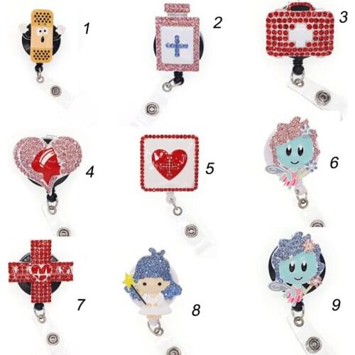 20pcs/lot 9Styles Retractable Nurse Angel/Bandage/Cross/Aid Case/ medicine bottle ID Badge Holder Nurse for Nurses Day