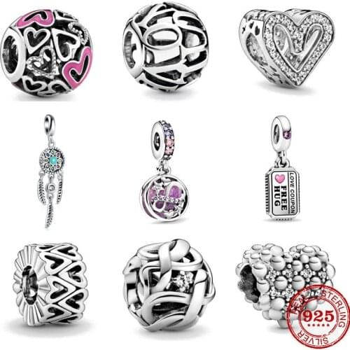 2020 new valentines day gift love couple freehand Heart diy bead fit Original Pandora charms silver 925 bracelet X028
