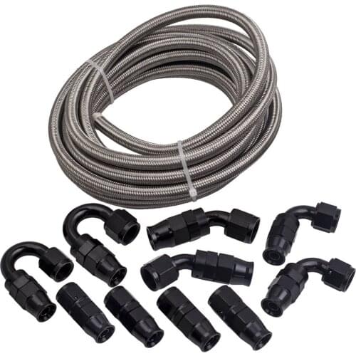 8 AN8 Stainless Steel Braided PTFE Fuel Hose Line 20ft Fitting E85 Universal