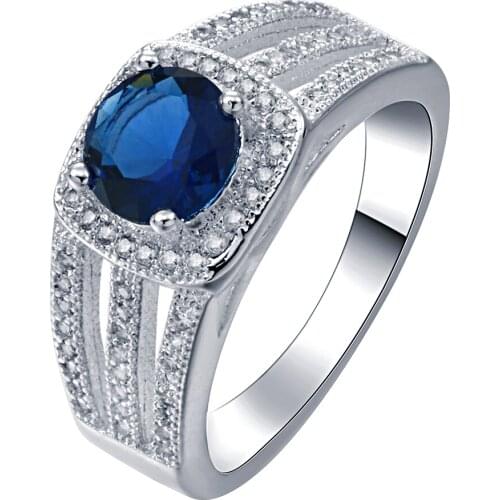 Hainon AAA+ Classic Jewelry Mixed Green Blue Red Cubic Zircon Silver Color Rings Lady Gift Wedding Band for Women Distribution