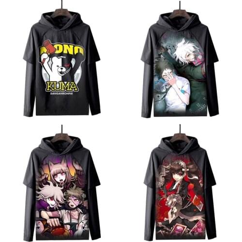 Anime Danganronpa Monokuma Cosplay Hoodies Sweatshirts 3D Print Nagito Komaeda Hooded Long-sleeve shirts Pullover For Women Mens